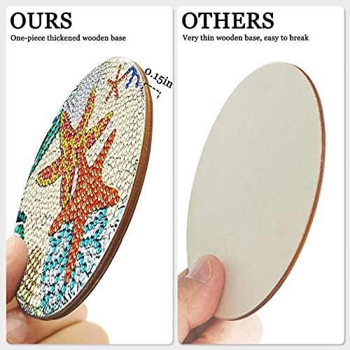 Diamond Painting Coasts Kit com suporte, 8 PCs Diy Diamond Painting Ocean Art Coasters Kit, Kits de arte de pintura de