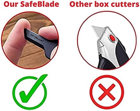 Keysmart - suporte compacto e pacote de organizador de chaveiro com Keysmart Safe Box Cutter - abridor de pacote seguro em forma