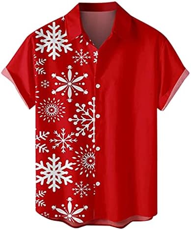 Wocachi Christmas Mass Button Down Short Slave Camisetas, Camisa de boliche de bolos de neve feia natal
