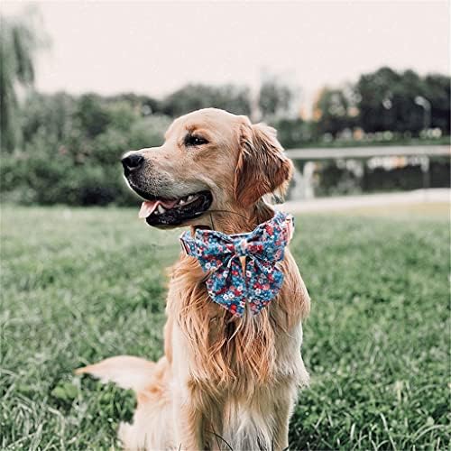 Colar de cachorro de algodão hfdgdfk com marinheiro gravata borboleta flor azul colar de cachorro ajustável para cachorro