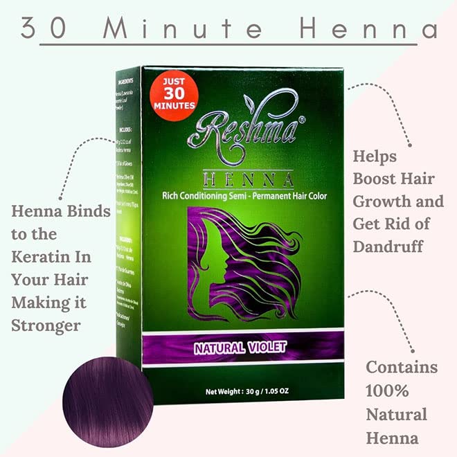 RESHMA Beauty 30 minutos Henna Hair Color Infused com bondade de ervas, 1,05 onça, Hairstylingagent