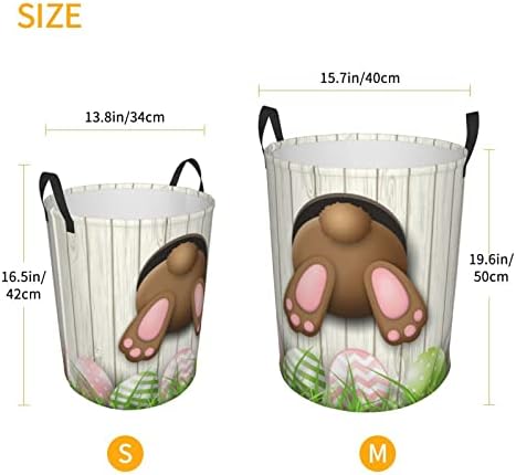 Easter Bunny Wooden Hole Lavanderia Grandes Hampers, cestas de roupas altas dobráveis, bolsa de lavar para o banheiro, quartos