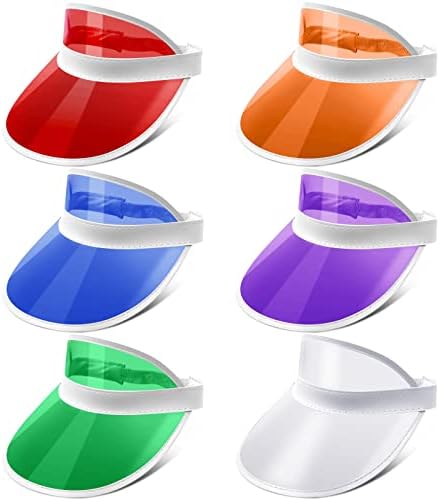 Ultrafun unissex Candy Color Sun Visores Hats Plástico Clear UV Cap para atividades esportivas ao ar livre