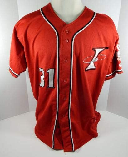 2018 Albuquerque Isotopes Glenallen Hill 31 Game usado camisa vermelha - jogo usado MLB Jerseys