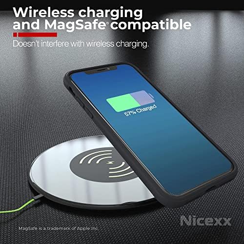 O NICEXX, projetado para iPhone 12 Pro Max Case com padrão de fibra de carbono, 12 pés. Drop testado, carregamento sem fio compatível