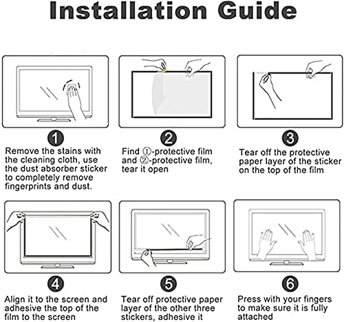 WZGLOD 43 50 55 Protetor de tela anti-Glare TV, de 65 polegadas, filme de luz anti-azul/anti-ultravioleta/anti-arranhão,