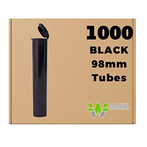 W Galeria 1000 Tubos de 98 mm pretos, as juntas pop top são abertas, com cheiro pré-roll Blunt j Cartridge de óleo BPA sem recipiente