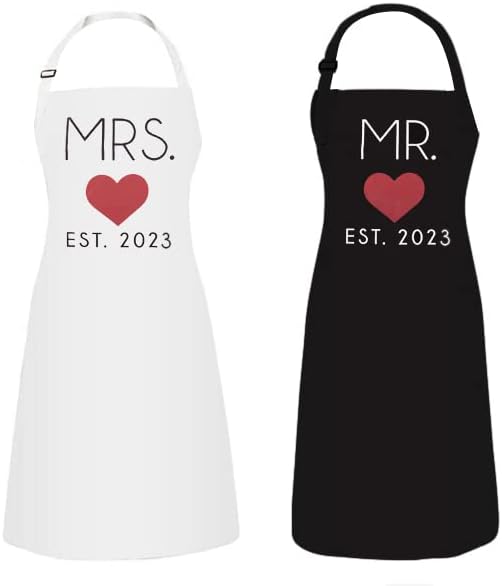 Sr. e Sra. Couples Kitchen Avens Bibs fofos para recém -casados