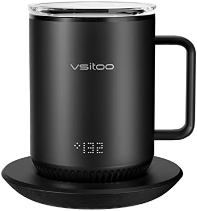 Vsitoo Controle de temperatura Smart Caneca 2 - Mantenha seu café quente o dia todo, caneca de café com aquecimento por