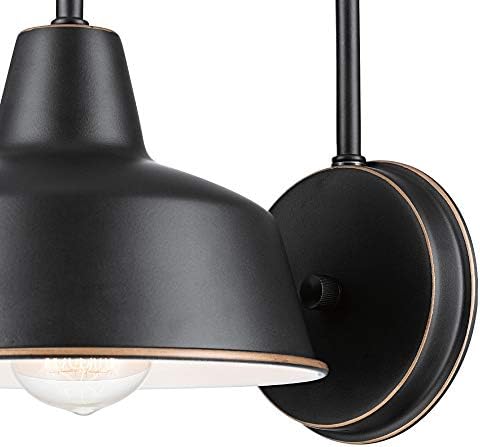 Globe Electric 44303 DeLancey 1 Light Outdoor/Indoor Parede Scona, Bronze esfregado a óleo, interior branco, 11,85