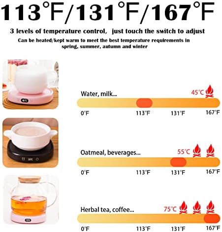 Caneca de café mais quente para mesa, sainswin 3 defina a temperatura de bebida quente bebida mais quente prato, xícara de café com desligamento automático, mais quente, mantenha café, bebida, leite, chá e chocolate quente quente