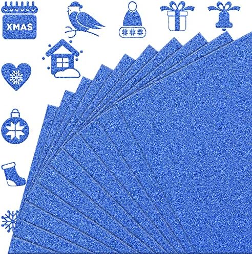 FEILIBAY 20 folhas de papel de cartolina de glitter azul royal, papel de brilho de tamanho A4 para artesanato, decorações de festas de aniversário e casamento, embalagem de caixas de presente e outros projetos de bricolage, 250gsm/92lb