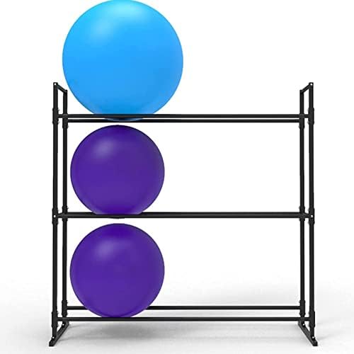 Jtyx Freestanding Yoga Ball Storage Rack, Black Steel Floor Yoga Mat/Yoga Ball Rack, Rack de armazenamento de bola de exercício