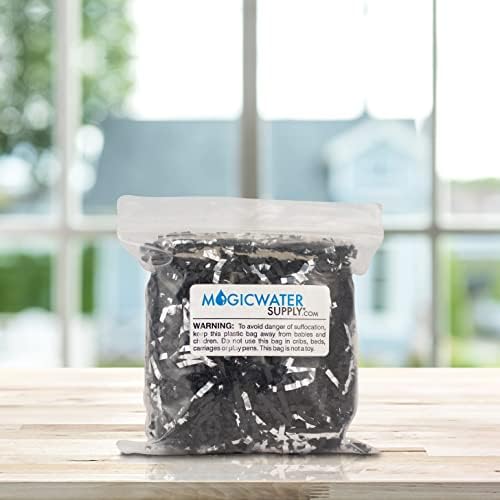 Magicwater Supply Crinkle Cut Papel Shred Filler para embalagem de presentes e recheio de cesta - preto e prata