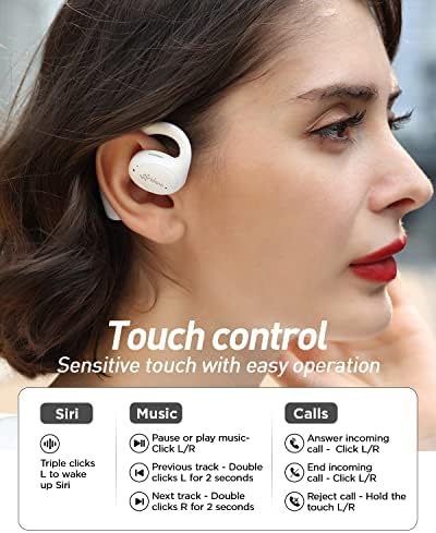 Vidonn Aberto dos fones de ouvido Open Bluetooth 5.2 Openbuds T2 Sport Earbuds abertos Não condução óssea com Earhook e Caixa