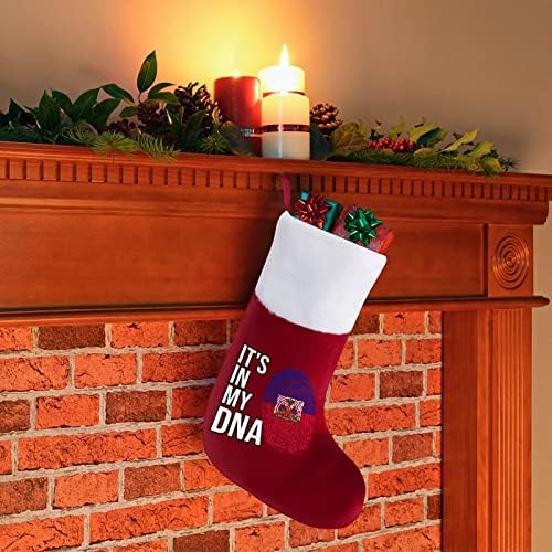 Está na minha bandeira de DNA Haiti meias de meia de Natal com lareira macia pendurada para a decoração da casa da árvore de Natal