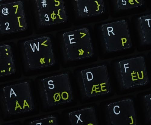 Programador adesivos de teclado Dvorak com letras amarelas em fundo transparente para desktop, laptop e notebook