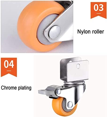 Rodas de giro giratória Nianxinn, molhadores de móveis 4x, rodas com freios, 32 mm/1,25 polegada de nylon de nylon do tipo