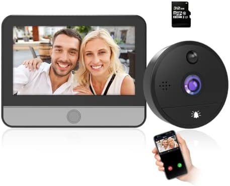Videw Digital Peephole Porta Visualizador Wi -Fi Câmera de campainha 1080p Vídeo intercomunicador com monitor de 4,3 polegadas