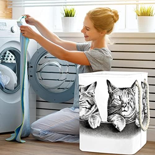 Indomer Cats sonolentos-01 Lavanderia grande cesto de roupas prejudiciais à prova d'água cesta de roupas para roupas para