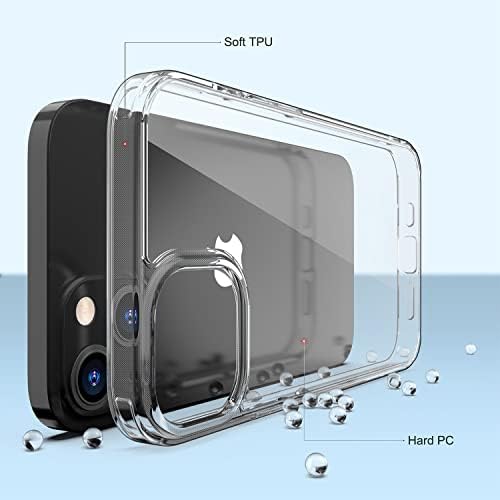 Ruszoaer para iPhone 14 Case e iPhone 13 Case, absorção de choque anti-arranhão transparente, estojo 2022 iPhone