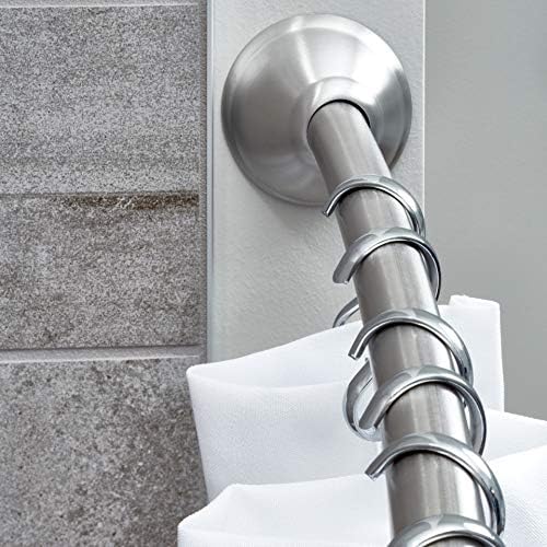 Idesign 78970-RB21 Haste de cortina de chuveiro de metal curvo, haste de cortina personalizável ajustável para banheira, barraca, armário, porta, 41-72 polegadas, aço inoxidável escovado