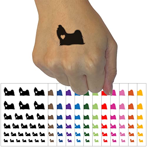 Cão Shih Tzu com Heart Temporary Tattoo resistente à água Coleção de arte corporal falsa - azul claro