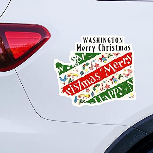 Washington Home State Christmas Adesivos Merrry Christmas Washington Mapa Decalque Decalque Decalel de Natal Decalque