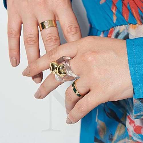 Anel de coração de resina transparente da moda Kolesso para mulheres da moda Big Big Geométrico Quadrado Ringos Ringos de Fundos-31593