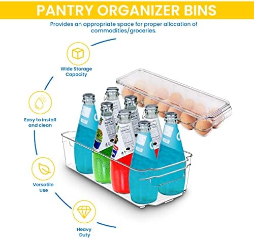 Utopia Home Set of 6 Fridge Organizer - Inclui 6 caixas organizadoras de geladeira - organização de despensa e caixas de armazenamento