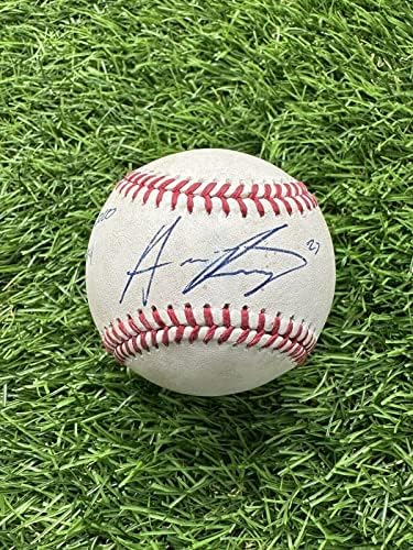 Austin Riley Atlanta Braves Game Usado Baseball Career HR 22 Assinado - MLB Autografed Game Usado Baseballs usados