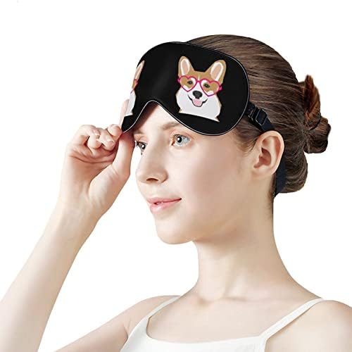 Máscara de sono corgi galês tampas de máscara de olho macias e vendidas com cinta ajustável para homens mulheres