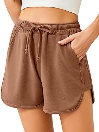 Joyjoy Mulheres Surias Surias confortáveis ​​Lounge Athletic Shorts Casa elástica com bolsos com roupas de exercícios