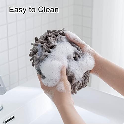 Toalhas de mão para banheiro, 3 pacote chenille super fofo toalha com loop, empydia macia seca rápida seco pendurado bolas de toalhas