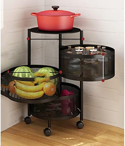 Lepsjgc de camada de cozinha de camada múltipla de camada rotativa carrinho de cesto e rack de frutas rack de cozinha rack