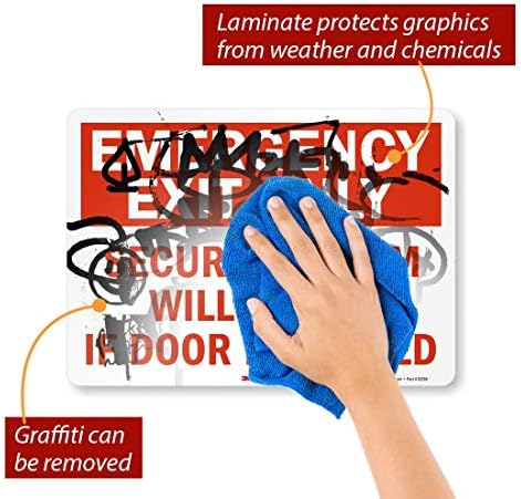 SmartSign-S-1506-UE Somente saída de emergência-o alarme de segurança soará se a porta for aberta Rótulo | Vinil laminado de 10 x 14