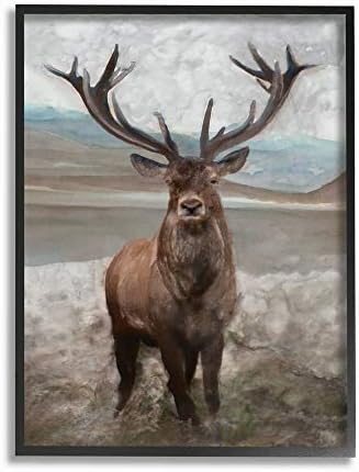 Stuell Industries Moose Encontre Paisagem Pintura em Aquarela Animal, Estúdio Estelar Studio Wall Art, 16 x 20, Canvas