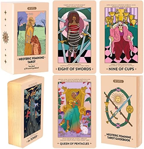 Wyspell Feminino Tarot Card Deck - Cartões de Tarô com significados - Cartões de Tarô com Livro do Livro para Iniciantes Conjunto de Cartas de Tarô - Cartões de deck para iniciantes - NEOTERIC TARO