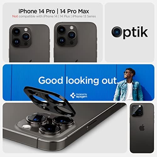 Protetor de tela da lente da câmera Spigen [GLASTR OPTIK] projetado para iPhone 14 Pro Max/iPhone 14 Pro [Case Friendly] - Black [2