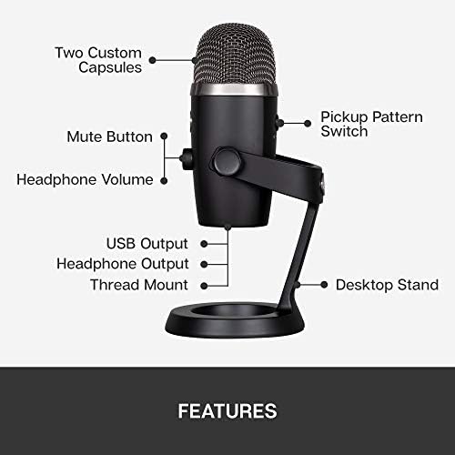 Logitech for Creators Blue Yeti Nano Premium Microfone USB para PC, Mac, jogos, gravação, streaming, podcasting, condensador