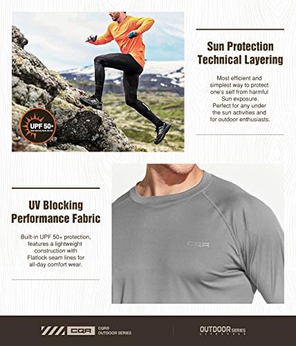 CQR Men's UPF 50+ camisas de manga longa ao ar livre, camisetas de água solta com proteção solar UV, camisetas de camisa de