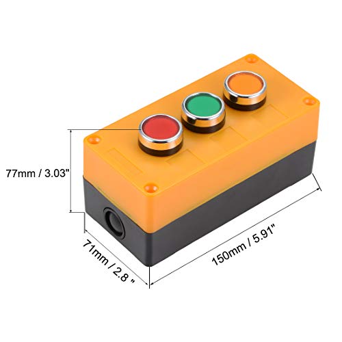 Caixa de botão de pressão uxcell Momentar, sem nc vermelho -verde amarelo switches 415v 10a