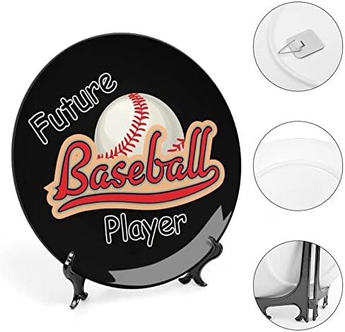 Futuro jogador de beisebol Placas de cerâmica redonda de placas de beisebol com estandes para decoração de casamento em casa