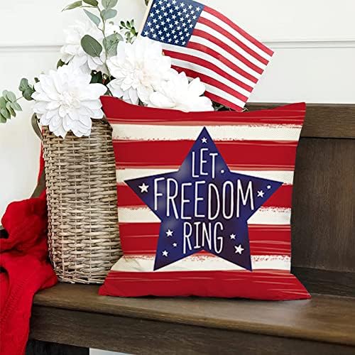 Rabusofa 4 de julho Decorações Capas de travesseiros 18x18, Independence Day Throw Pillow Capas do 2, American Flag Freedom Pillows Memorial Day Decor Cushion Case