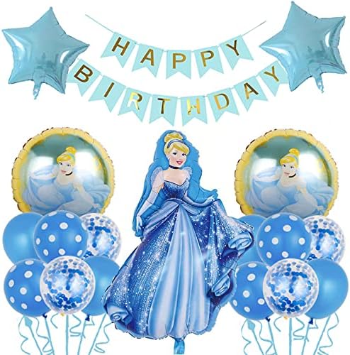 Feliz Aniversário Conjunto da Princesa Cinderela Balões Folha para Crianças Aniversário Princesa Decorações de Partes De Parques Tema