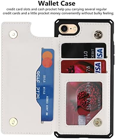 ICOvercase para iPhone SE/SE/7/8 Caixa da carteira com slots de cartão [bloqueio RFID] Caso de choque de choque magnético