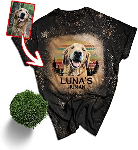 Foto de estimação personalizada de Pawarts com nome de estimação colorido de camisa branqueada - camisetas de cachorro para homens camisa personalizada de cachorro cachorro