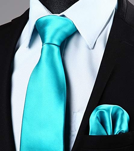 HISDERN Mens Mens Sólido laços de cetim formal e bolso quadrado conjunto de casamentos clássicos gravata e lenço