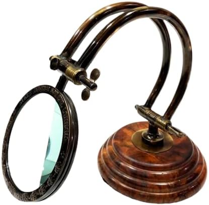 Vidro de lupa ajustável antiga náutica, copo de lente de leitura vintage, ampliação de latão ajustável para decoração por melhor comprar