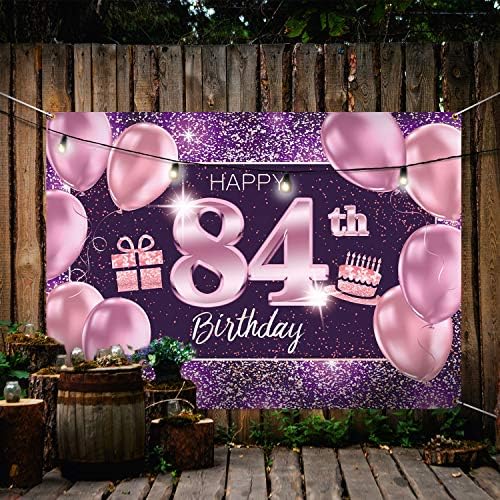 PAKBOOM FELIZ 84º BABILIDADE DE BABILIDADE PARACE - 84 Decorações de festa de aniversário Supplies for Women - Pink Purple